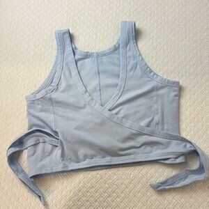 Lululemon Athletica Women's Large Blue Wrap Sleeveless Cropped Lounge Top Tank